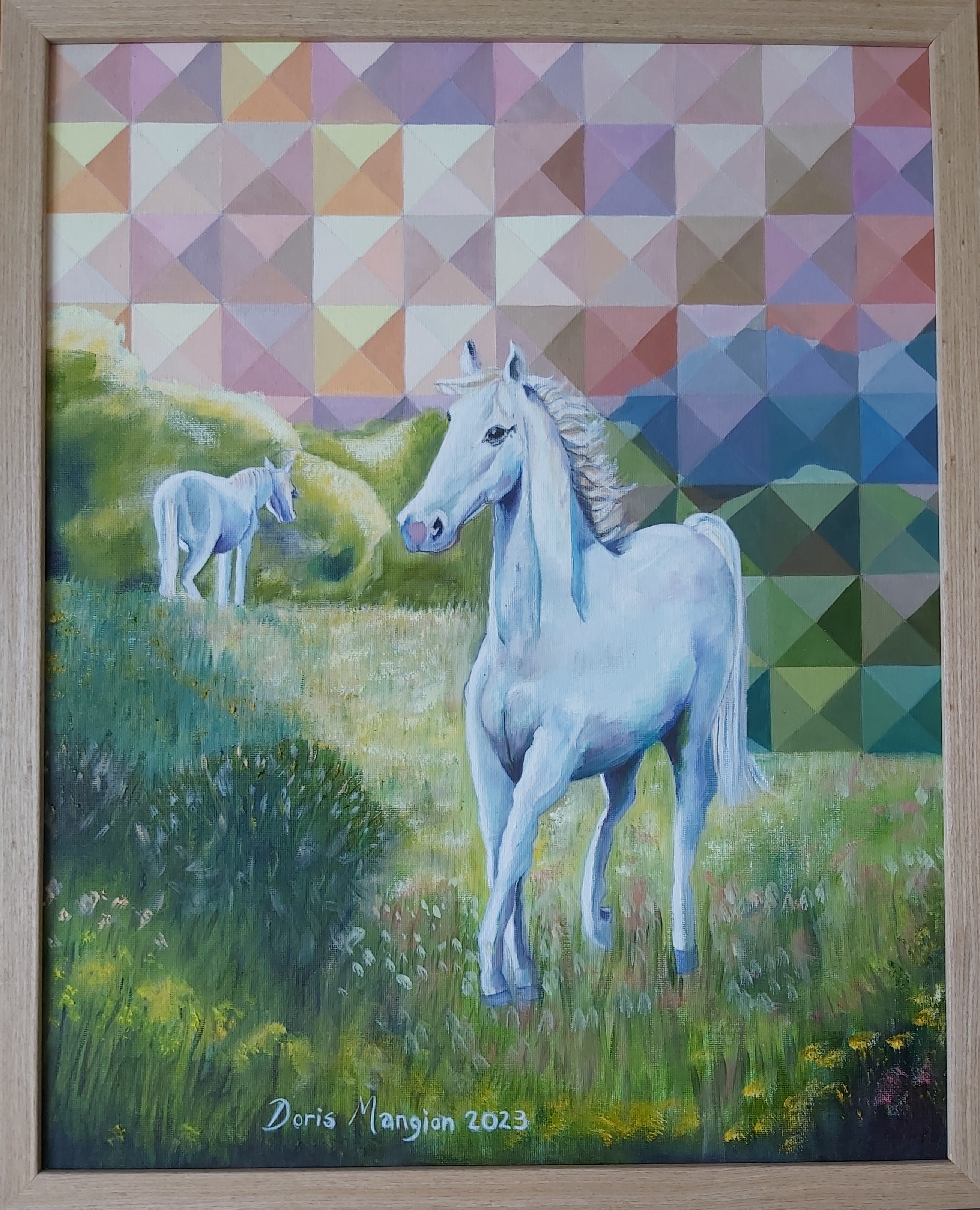 White Horses in field